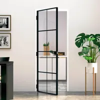 vidaXL Drzwi wewnętrzne czarne 76x201,5 cm szkło hartowane i aluminium slim