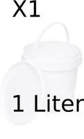 BenBow Eimer mit Deckel 1L x1 Weiß - lebensmittelecht, stabil, luftdicht, auslaufsicher, geruchsneutral - Plastikeimer mit Henkel - leer