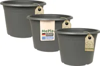 MePla - 3 Stück - Pflanzkübel Cylindro ø 70 anthrazit