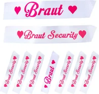 Oblique Unique Schärpe Braut + Braut Security Set JGA Hen Party Bride to be Herz weiß