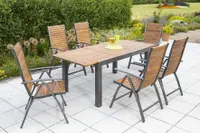 Zahradní nábytek Merxx "Santorin" 7ks s rozkládacím stolem 150/200 x 90 cm - hliníkový rám grafit s akátovým dřevem