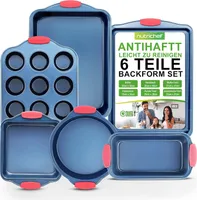 NutriChef Backform, 6-Teiliges-Baking Set, Backblech, Muffin Backform, Kastenform Kuchen, Quadratische Backform- & Runde Backform, Antihat