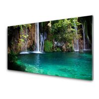 Acrylglasbilder 100x50 Wandbild Druck Wasserfall Landschaft 