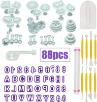 Kuchenwerkzeuge, 88-teiliges Fondant-Kuchenform-Sugarcraft-Alphabet-Buchstaben-Ausstechformen, Kuchendekorationswerkzeuge, Ausstechformen, Zuckerguss-Modellierwerkzeug-Set