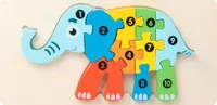 3D dopravné zvieracie dinosaurie puzzle s číselnými nápovedami, vhodné pre deti od 18 mesiacov, slon