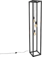 QAZQA - Design Stehleuchte I Stehlampe I Standleuchte I Lampe I Leuchte schwarz 3-Licht - Käfig I Wohnzimmer I Schlafzimmer - Stahl Rechteckig I Länglich - LED geeignet E27
