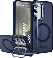 zestaw ochronny 2w1 dla Samsung Galaxy S24 Plus składa się z 2x szklanej osłony ekranu 9H i 1x silikonowego etui - osłona w kolorze ciemnoniebieskim