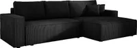 Ecksofa Cord mit Schlaffunktion und Bettkasten COBRA MINI, Sofa L Form 185x294 cm, Wohnlandschaft mit Bettfunktion, Eckcouch Schwarz Rechts - PS135