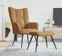 vidaXL Relax kreslo s taburetom Brown Velvet