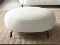 Hocker - Bouclé-Stoff - Elfenbeinweiß - AREMIA