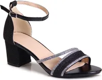 topschuhe24 2980 Damen Glitzer Riemchen Sandaletten , Farbe:Schwarz, Größe:38 EU