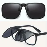 GKA polarisierte Überbrille Brillen Aufsatz Clip-On C Gestell schwarz Glas grau Sonnenbrillen Aufsatz für Brillenträger Sonnenbrillenaufsatz klappbar