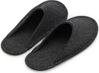 PANTOFFELMANN Gästepantoffel mit Filzsohle Filzpantoffel faltbar Pantoffel Hausschuhe Filzlatschen anthrazit M(36-39)