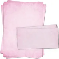 Papier-Set: 10 x Briefpapier und 10 x Briefumschläge Altes Papier Vintage Rosa Geschenk Set