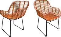 SIT Möbel Rattan-Armlehnstuhl | 2er Set | natur | Kufengestell Metall schwarz | B 56 x T 59 x H 84 cm | 05347-01 | Serie RATTAN
