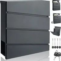 MONZANA® XXL Briefkasten Postkasten mit Zeitungsfach abschließbar 2 Schlüssel Montagematerial Stahl modern einfache Montage Zeitungsrolle Wandbriefkasten Anthrazit