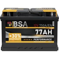 BSA Autobatterie 77Ah 12V Batterie 750AEN +30% Startleistung ersetzt 68AH 70AH 72AH 74AH 75AH 80AH