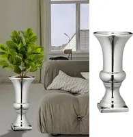 Bodenvase silber glänzend H30cm Steinzeug Blumenvase Dekovase Steingut-Vase