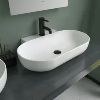 Alpenberger Gäste WC Waschbecken Bad Waschtisch | Aufsatzwaschbecken Oval | Hängewaschbecken mit Hahnloch | Aufsatzbecken mit Nano | Moderne Waschplätze | Bathroom Sink (WB-546)