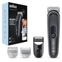 Braun Bodygroomer 5 BG5340, Körperpflege- und Haarentfernungs-Gerät für Herren, mit Sensitiv-Kammaufsatz, Grau/Weiß