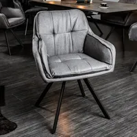 riess-ambiente Drehbarer Design Stuhl MR. LOUNGER grau Flachgewebe mit Armlehne Metall schwarz Esszimmerstuhl Konferenzstuhl Drehstuhl