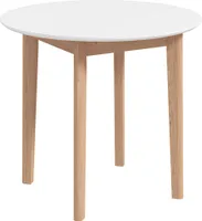 HOMCOM Stół do jadalni, okrągły stół kuchenny dla 2 osób, stół do jadalni w stylu wiejskim, do salonu, lite drewno, Ø75 x 76 cm, biały
