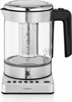 WMF Küchenminis 2 in 1 Vario Wasserkocher mit Temperatureinstellung, 1l, 1900 W, Teekocher Glas mit Teebeutelhalter und Sieb