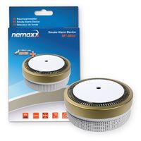 Nemaxx M1-Mini Rauchmelder - sensibler, photoelektrischer Rauchwarnmelder mit Lithiumbatterie Typ DC3V nach DIN EN14604 & VdS - gold