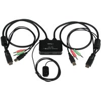 StarTech.com 2 Port USB HDMI KVM Switch mit Audio - Desktop Umschalter USB Powered - 1920x1200, 1920 x 1200 Pixel, Schwarz