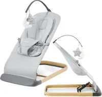 Verstellbare Babywippe mit Spielbogen – Leinenstoff - grau