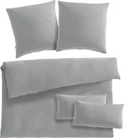 Pure Label Musselin Bettwäsche 200x220 bestehend aus einem Bettbezug 200x220 cm + Kissenbezug 80x80 2er Set + 40x80 Kissenbezug 2er Set in grau