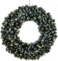 EGLO LED Weihnachtskranz, Weihnachten, Adventskranz in Tannengrün mit weißen Schnee-Details für innen und außen, warmweiß, mit Kabel, Ø 70 cm, IP44
