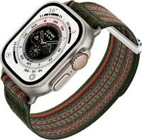 INF Geflochtenes Nylon Sport Loop Armband für Apple Watch grün+orange S