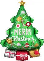 Fóliový balónek Vánoce - Vánoční stromek Veselé Vánoce, cca 55 x 78 cm - Velký XL Santa Claus Vánoční stromek heliový balónek Vánoční párty dekorace Kopper-24 dekorace