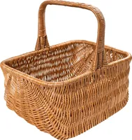 Creative Home Holländischer Picknick-Weidenkorb mit Griff | 42 x 32 x 40 cm (+/- 1 cm) | Groß und Leicht | Handgeflochten | Naturbraun | Universell und Langlebig