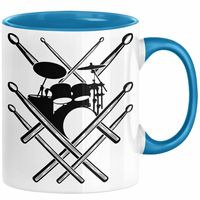 Drummer Schlagzeug-Spieler Geschenk Tasse Geschenkidee Kaffee-Becher Schlagzeuger Schlagzeug Stick (Blau)