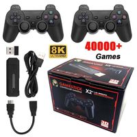 X2 Plus Game Stick Retro-Konsole, doppelter kabelloser Controller, 40.000 + Spiele, 128 GB