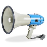 auna MEG1-HY - Megafon, Megaphone, Stimmenverstärker, 80 Watt max, 1000m Reichweite, Sirene, Handmikrofon mit Spiralkabel, Tragegurt, Robustes Gehäuse, wetterfeste Bauweise, weiß-blau