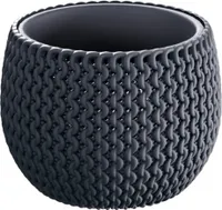 ProsperPlast Nitly Runder Blumentopf mit Splofy Tank Kunststoffschale in Anthrazit (L) x 23,9 (B) x 16,1 (H) cm