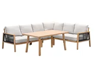 Garden Impressions Decala Lounge-Dining set - 5- teilig - aluminium hell Teaklook - desert sand