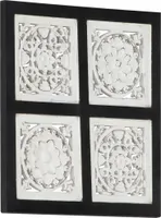 Ručně vyřezávaný nástěnný panel MDF 40x40x1,5 cm Černá a bílá