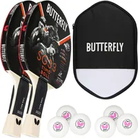 Butterfly 2x Timo Boll SG33 Tischtennisschläger + Tischtennishülle + 6x 40+ 3*** Tischtennisbälle | Tischtennisset Tischtennis Set TT Tabletennis