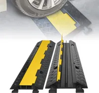ACXIN Kabelschutzmatte 2 Stück 2 Kanal, 100 x 24 x 5 cm Überfahrschutz für Kabel, Kabelbrücke aus Industriequalität Gummi mit Modularem, Schwarz