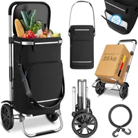 maxVitalis Einkaufstrolley klappbar, Einkaufswagen mit Kühlfach, 3in1 Trolley, Sackkarre & Umhängetasche Schwarz