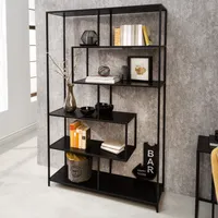 Industrial Bücherregal SLIM LINE 185cm Esche schwarz sechs Regalböden