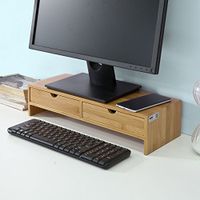 Rootz Bambus-Monitorständer, Computerbildschirm – Monitorständer, Monitorerhöhung, Schreibtisch-Organizer mit 2 Schubladen