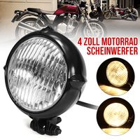 4 Zoll Motorrad H4 Halogen Scheinwerfer Rund Retro LED Hi/Lo Frontscheinwerfer 35W 12V für Harley, Typ: Schwarz