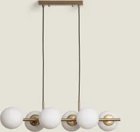 Pendelleuchte Metall und Glas Moonlight Brass 6 Spots Gold
