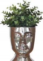 Blumentopfkopf Keramik silber 16 cm