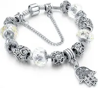 Bettelarmband Beads-Armband Fatimas Hand Hamsa Schmuck-Armband versilbert Geschenk Autiga®  20 cm